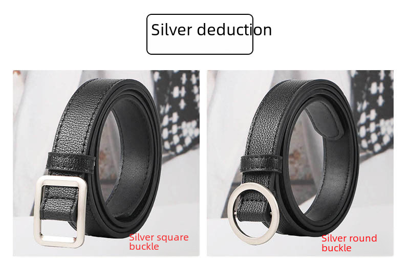 Hole-free Women's Belt Jeans Belt Belt Korean Fashion Trend All-match Decorative Alloy Buckle Black Belt_viptrois.com