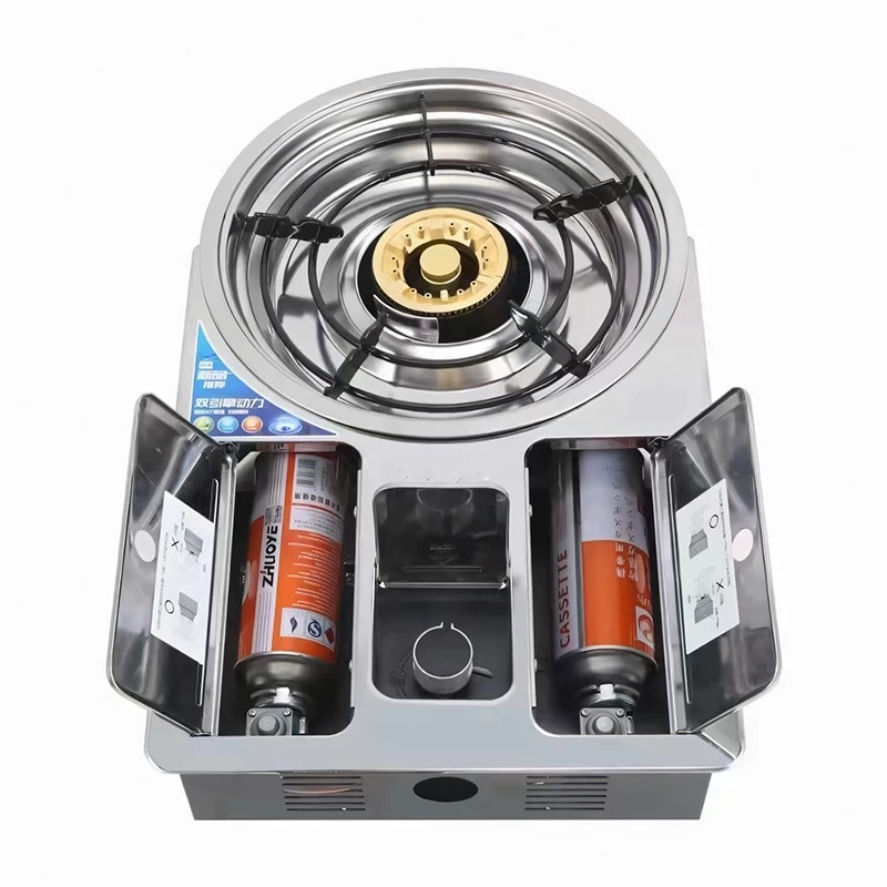 Плитa для горячего шпика с двойной бутылкой cassette stove с большой мощностью гриля барбекю пламени защита портативная газовая плита для горячего горшка инфракрасная