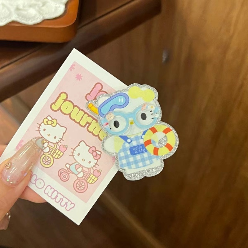 甜美可爱围裙kt猫少女心发卡亚克力鸭嘴夹碎发刘海夹发饰头饰批发|undefined