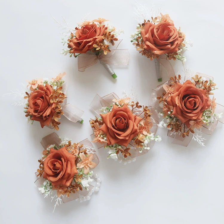 艺雅阁 2436 wedding floral simulation flower business celebration opening guest corsage corsage hand flower orange