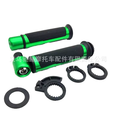 with Cnc Aluminum Rubber Grips, Motorcycle Handle Cover - cj-039-green