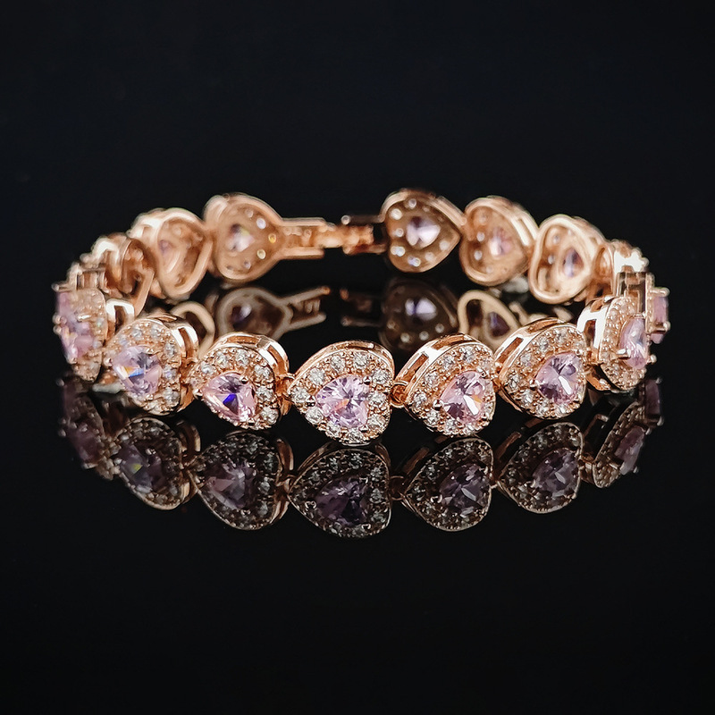 Amazon Cross-Border Hot Product European and American Colorful Zircon Bracelet Women's Full Diamond Crystal Tennis Wholesale Bracelet S5777