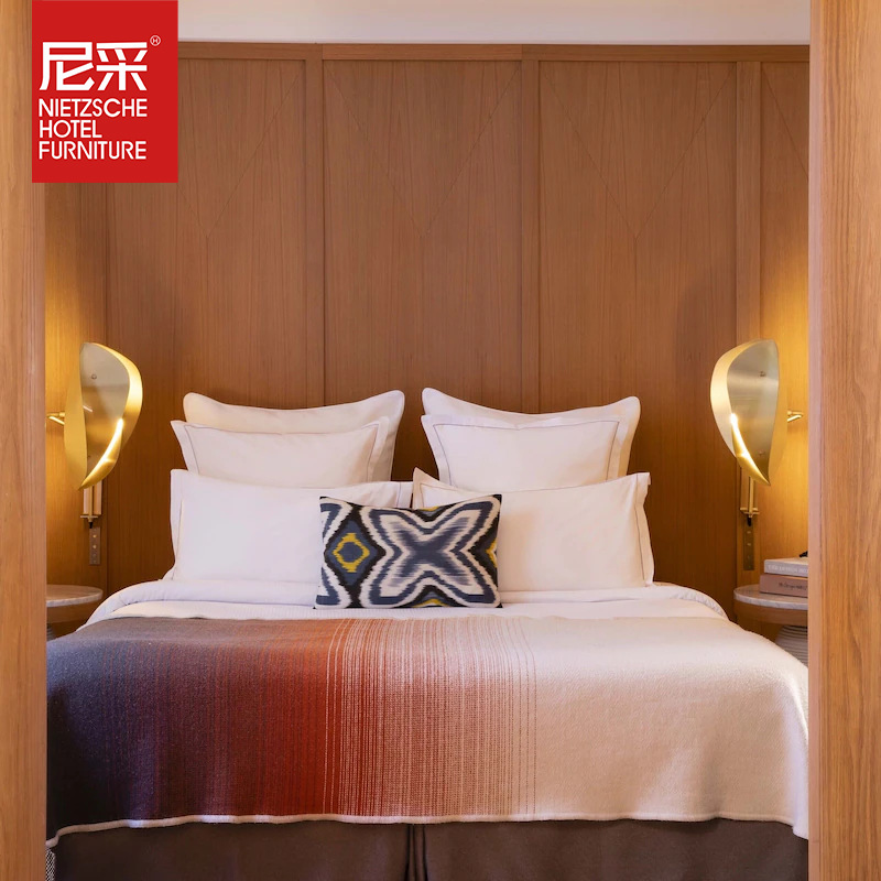 Fashion Theme simple couple hotel room standard room full set furniture bed sofa bedside table Factory Customization