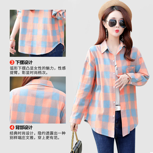 Spring New Collar Long-Sleeve Cotton Women's Shirt Fashion Slim Fit Versatile Women's Top Coat