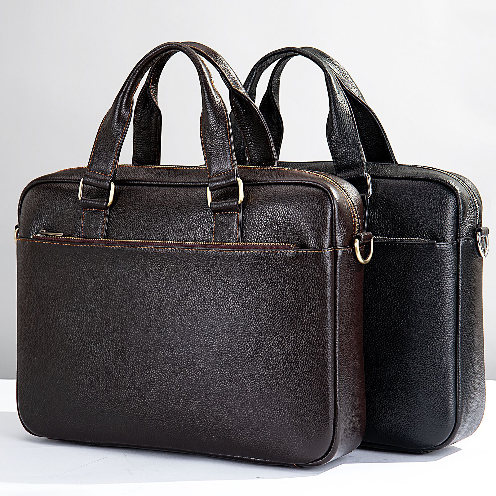 Men's Premium Business Leather Briefcase Handbag Large Capacity For Laptops And Tablets High-End Feel_voghion.com