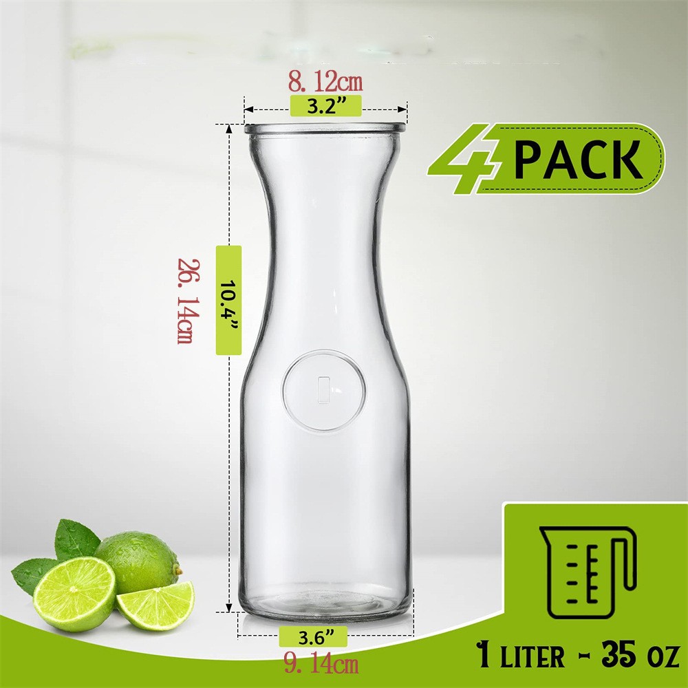 Botella de bebida de diámetro de 34oz de boca grande transfronteriza, botella de leche de jugo de vidrio transparente, olla de vidrio, botella de botella de agua de vidrio