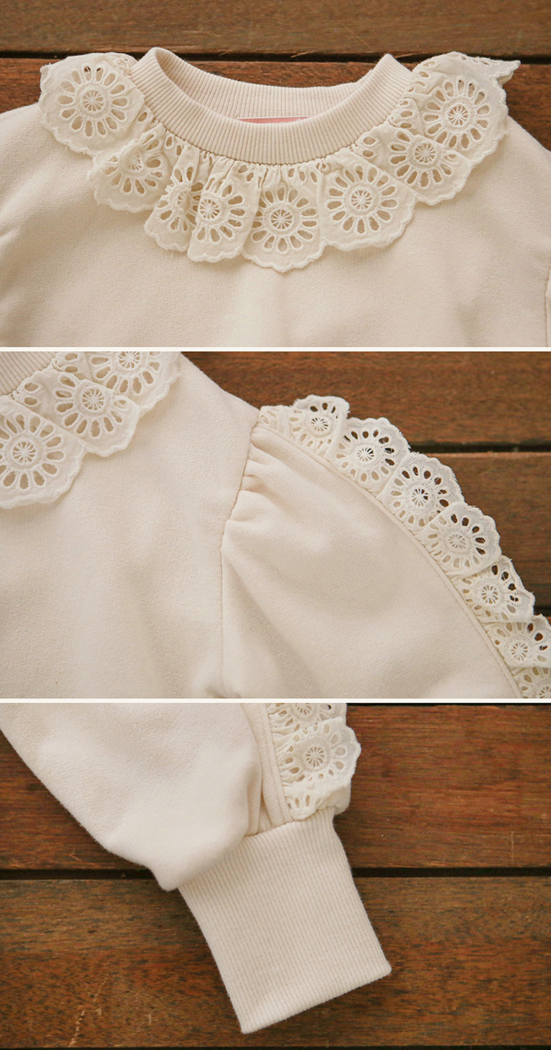Abbigliamento per bambini Felpa con cappuccio a maniche lunghe pullover allentato in pizzo per bambina_voghion.com
