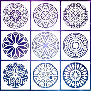 Cross-border Amazon Original 9 Round Mandala Painting Template Painting Template Painting Template Animal Theme D
