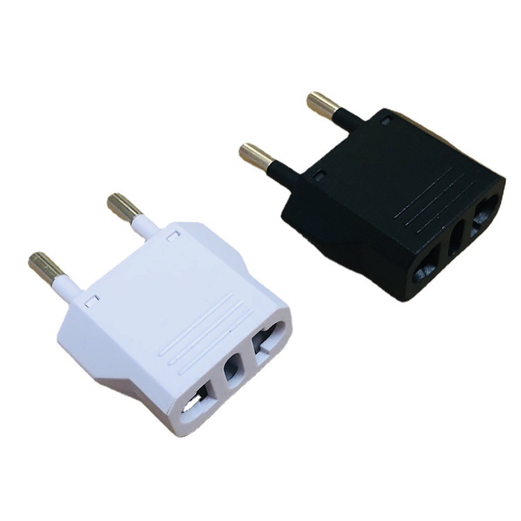 欧规转换插头美规转欧规插头全铜ABS料大小孔美规转欧规转换插座
