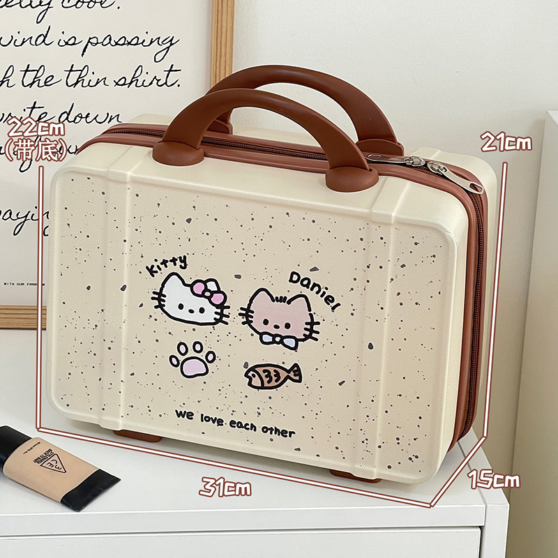 Caja de maquillaje original lindo gatito, corazón de la niña, nuevo tipo de bolsa de maquillaje portátil de gran capacidad, caja de almacenamiento, bolsa de lavado de viaje