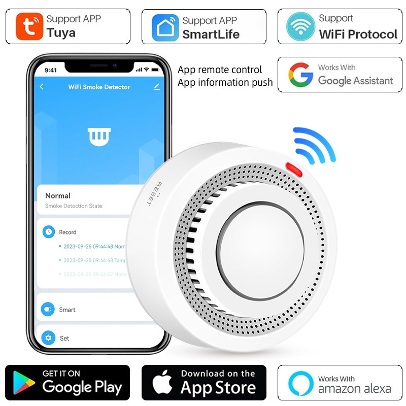 Tuya tutun signalizatori aqlli uy Tuya yupqa WiFi sezgich