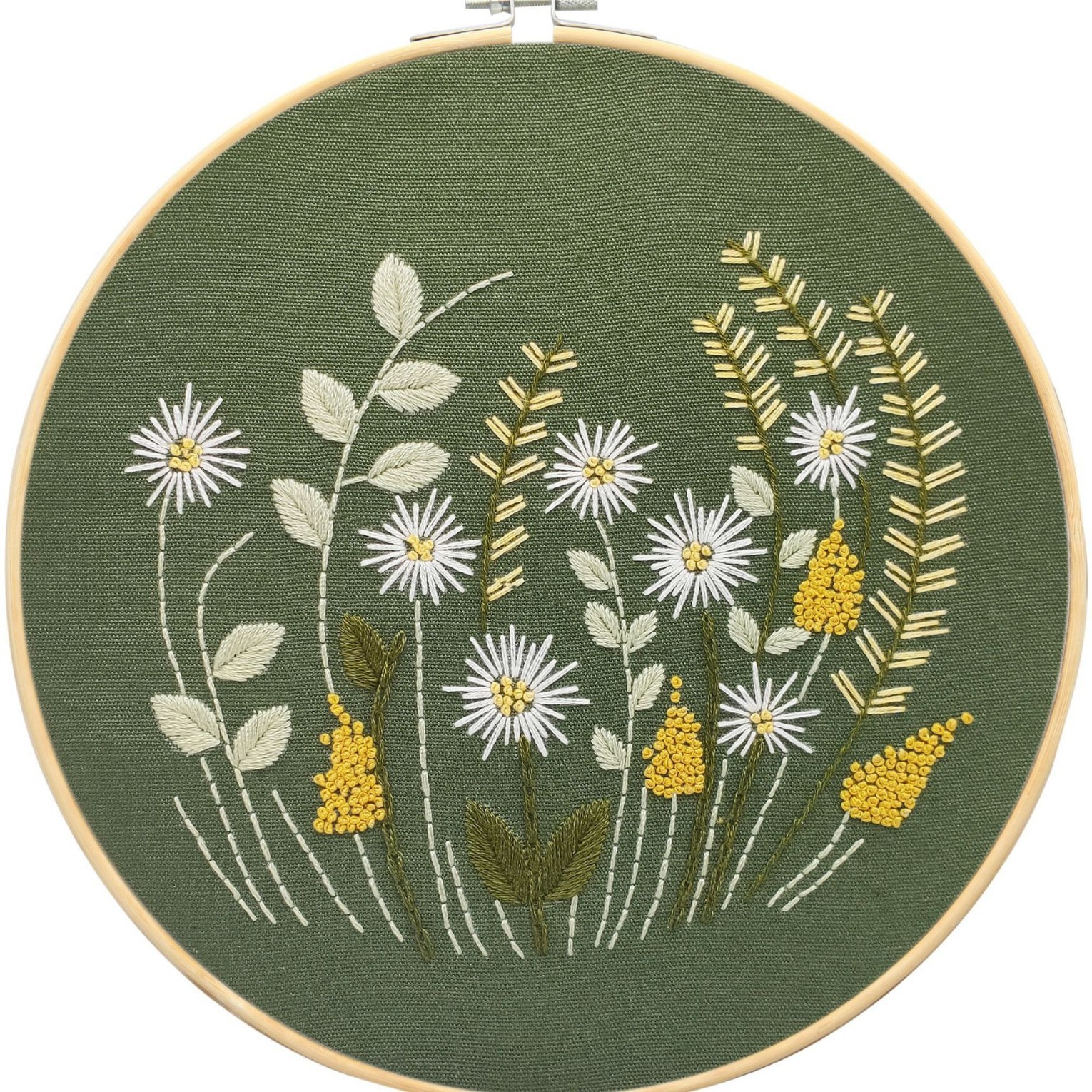 Lu bordado hecho a mano paquete de material de bricolaje decoración de la sala de estar colgando pintura transfronteriza descripción inglés flores brillantes y plantas traje image 24