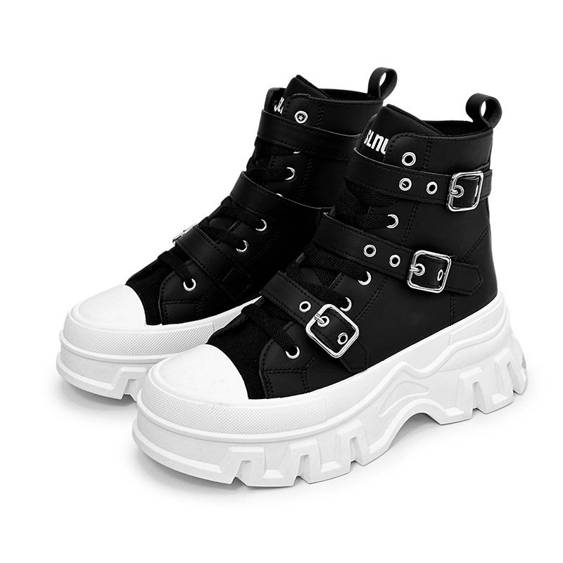 Herrenschuhe Martin Stiefel Herrenstiefel Motorradstiefel dicke Sohle Gürtelschnalle Lederoberfläche Trend neue Stiefel große Schuhe Stiefel_voghion.com