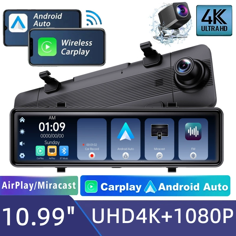 Трансграничный экран тахограф потоковое зеркало заднего вида 4K HD Carplay двойная запись GPS-траектории