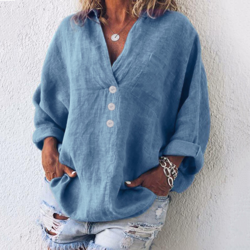 Solid Color Pattern Spring, Autumn Season Wholesale Women's Vintage Style Simple Style Solid Color Long Sleeve Blouses