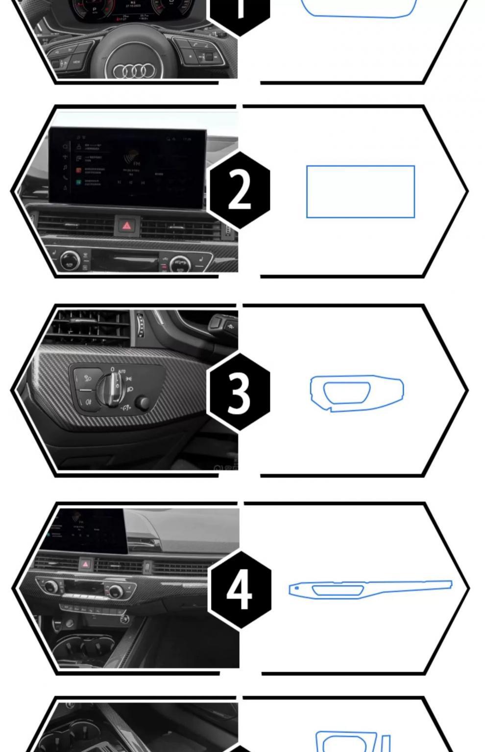 Suitable for 25 Audi A4L Interior Protective Films A5 Center Console Interior Decoration Supplies Car Interior Film Tpu