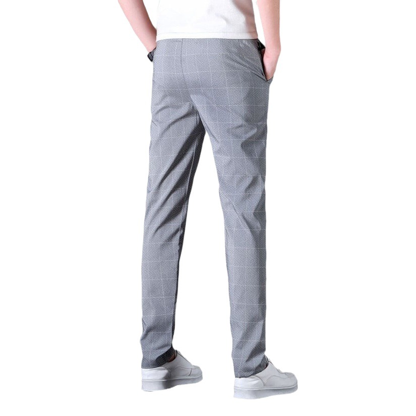 Thin Drapy Casual Pants Men's Cropped Straight High-elastic Pants Summer Thin Black Western-style Pants Middle-aged and Young Pants