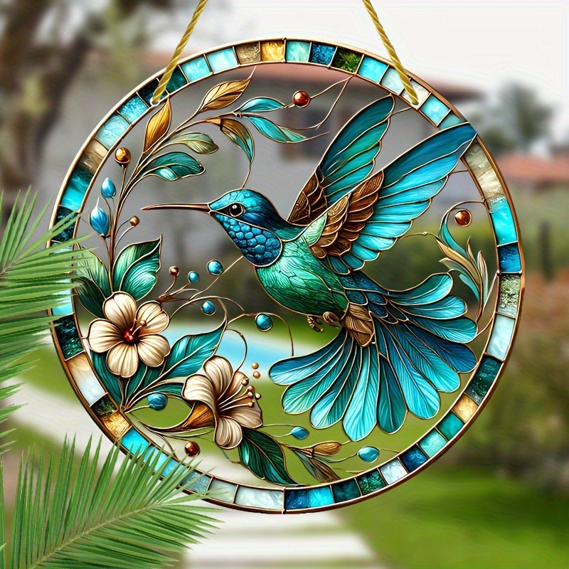 Transfronterizos temu pintado pico pájaro estilo bohemio colección interior y exterior decoración colorida colgante acrílico redondo