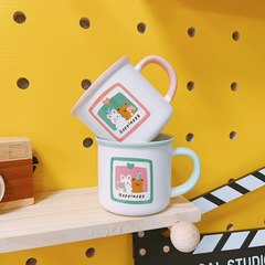 ins可愛卡通情侶杯陶瓷杯馬克杯小熊小兔子結婚禮物男孩女孩早餐