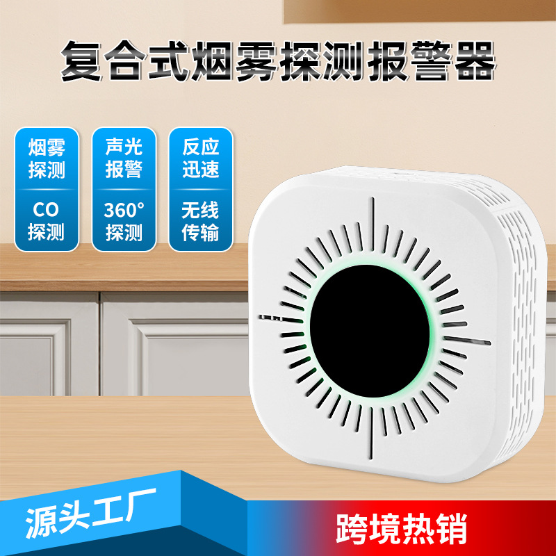 源厂跨境独立433复合式CO一氧化碳烟雾报警器工业家用烟雾感应器