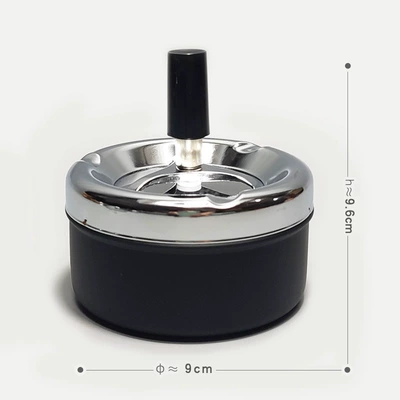odor, with finger-press mechanism, Car ashtray - black-9cm-in-diameter