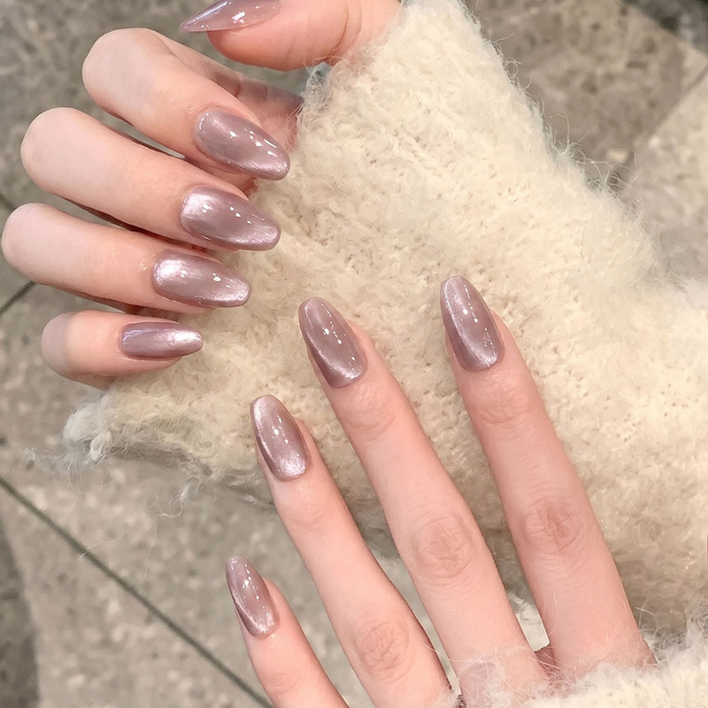32 pieces of full-size taro gray-purple polarized cat-eye press-on nails, cool and flattering, versatile for daily use, wholesale nail patches 32 pieces of full-size taro gray-purple polarized cat-eye press-on nails, cool and flattering, versatile for daily use, wholesale nail patches