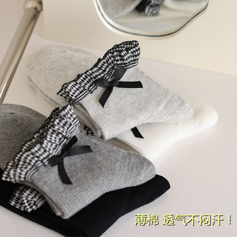 Calcetines Zhuji Calcetines de lazo fino de verano para mujer Jk Calcetines de encaje dulce Calcetines de verano para mujer Calcetines de algodón desodorante