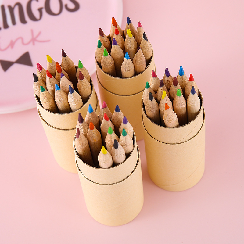 Transfronterizos 12 lápiz de color lápiz de madera con lápiz de lápiz de papel de escritorio estudiantes DIY relleno de graffiti pincel