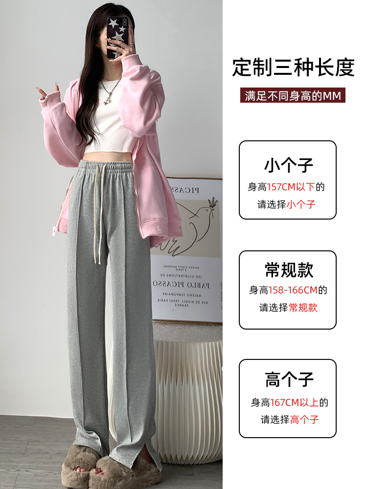 Pantalones de piernas anchas de primavera y otoño de 2025 nuevos pantalones deportivos casuales de tamaño pequeño gris