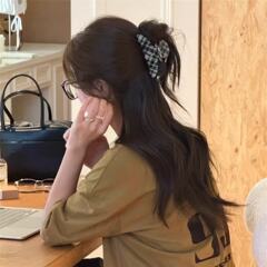 博主同款韩系格子醋酸抓夹高级感弧形发抓后脑勺盘发夹鲨鱼夹发饰