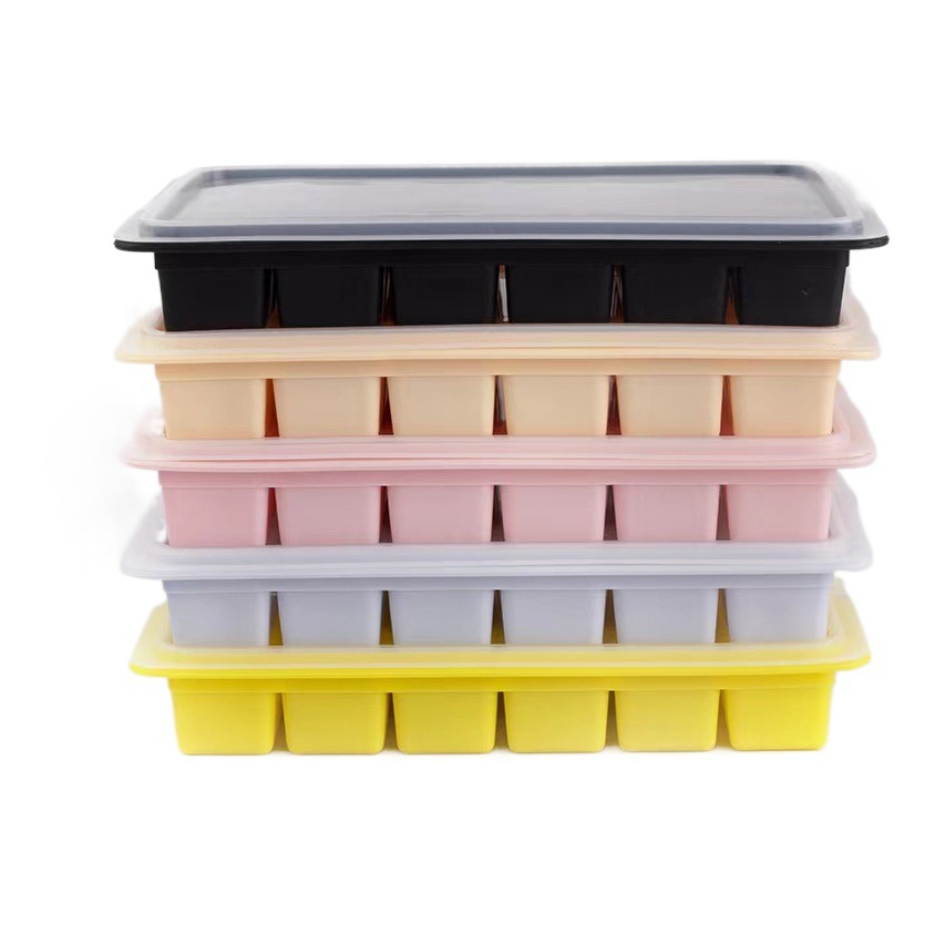 Cross-border spot platinum tasteless Silicone Ice Cube 24 grid mold refrigerator frozen ice cube ice maker with lid ice box