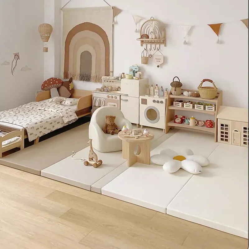 Alfombra para gateo de bebé XPE PU, plegable, de gran tamaño, acolchada, juguetes infantiles seguros y ecológicos
