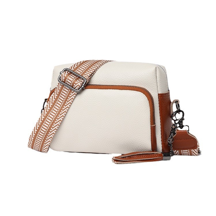 all match pure leather shoulder messenger bag Cross border first layer cowhide small square bag Tassel genuine leather bag_voghion.com