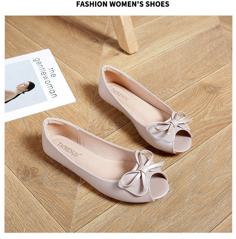 Dép sandal nữ mũi cá tính thanh lịch thắt nơ đế mềm chống trơn — Màu trắng, Màu đen, Vàng địa phương chi tiết 20