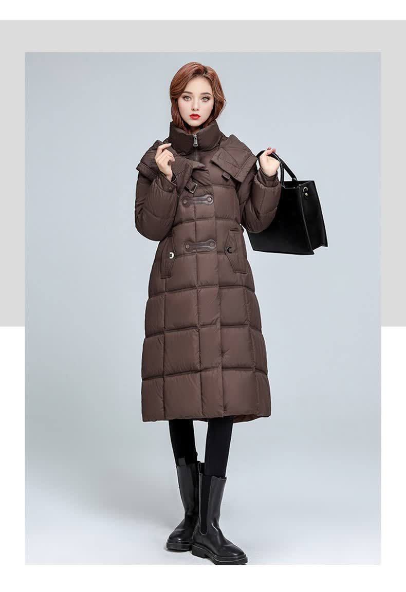 Dames gewatteerde winterjas met capuchon lange puffer jas_voghion.com
