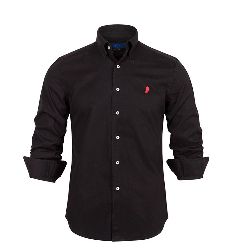 Rl Ralph Lauren Logo Embroidered Pure Cotton Long-Sleeve Shirt for Men, Turn-Down Collar, Business Casual Versatile Men's Shirt