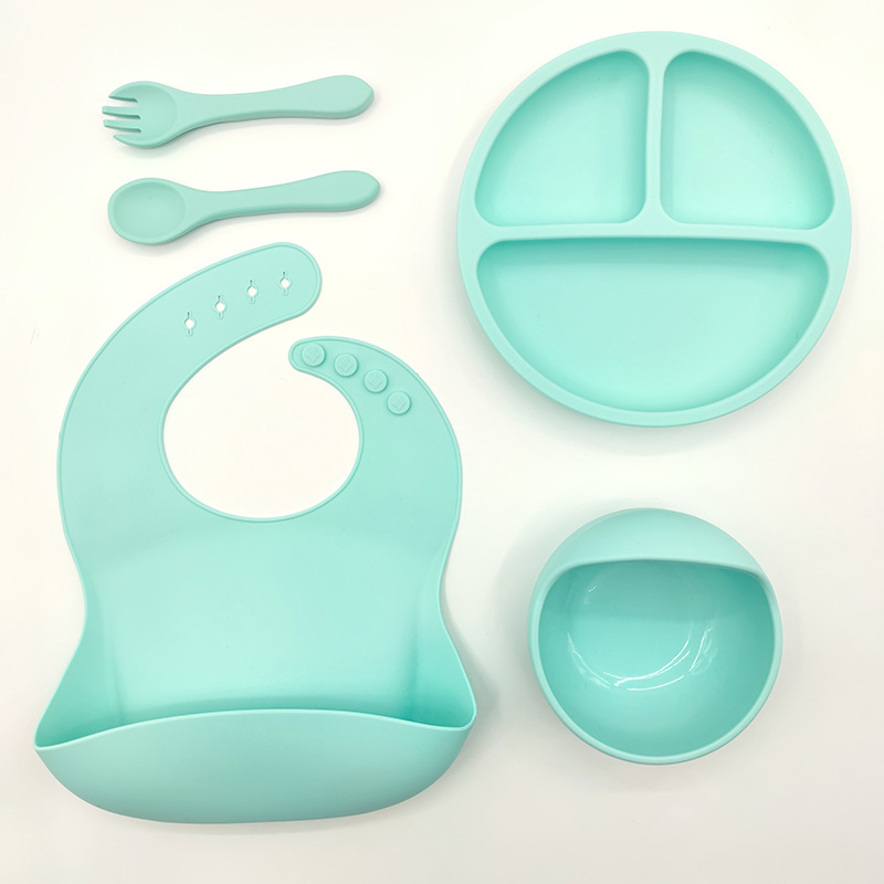 Juego de vajilla de silicona para niños, vajilla para alimentación maternoinfantil, plato de comida, tazón de comida, bebé aprende a comer, plato separado