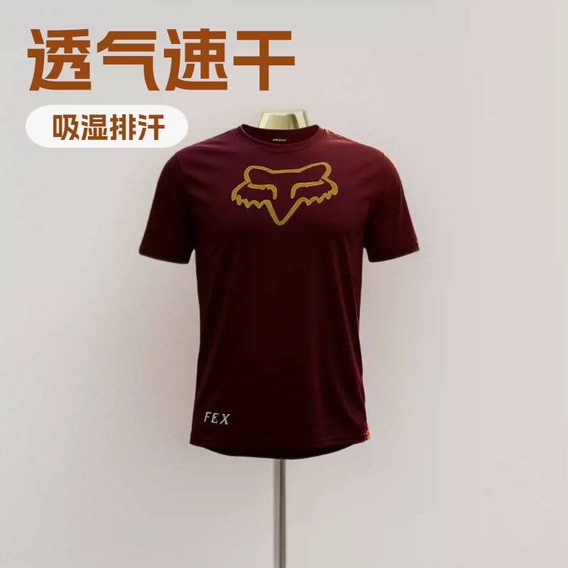 Summer FOX fox head cycling jersey, breathable and quick-drying, short-sleeved T-shirt, motorcycle downhill jersey, off-road racing jersey