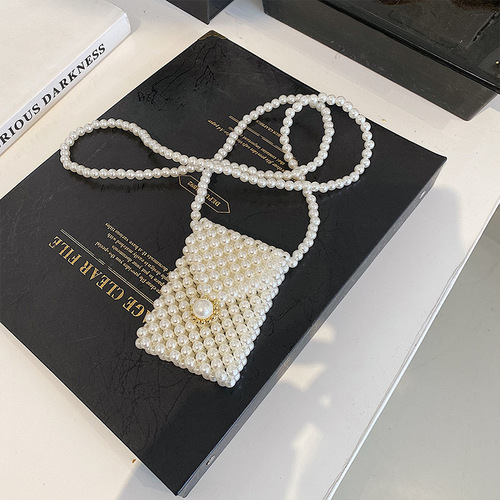 DIY Mini Dumpling Highlight Pearl Bead Crochet Bag Children's Accessory Cute Small Crossbody Bag