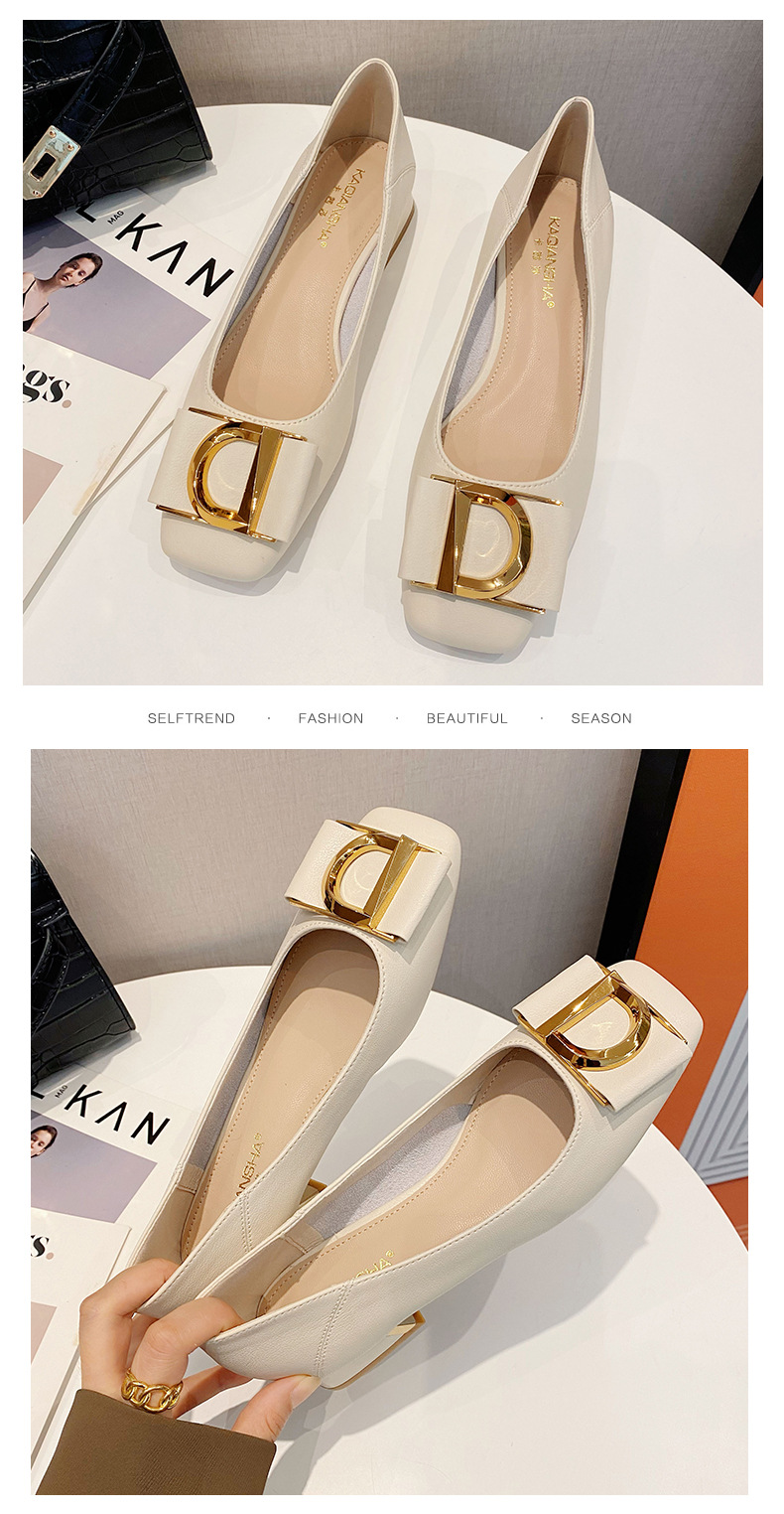 Women's Dress Shoes With Metal Buckle In Solid Leather Design_voghion.com