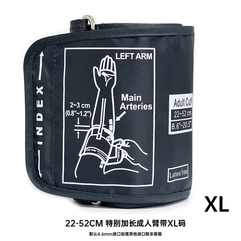 通用電子血圧計の長い腕と太った人はLコードで血圧を測定します。|undefined