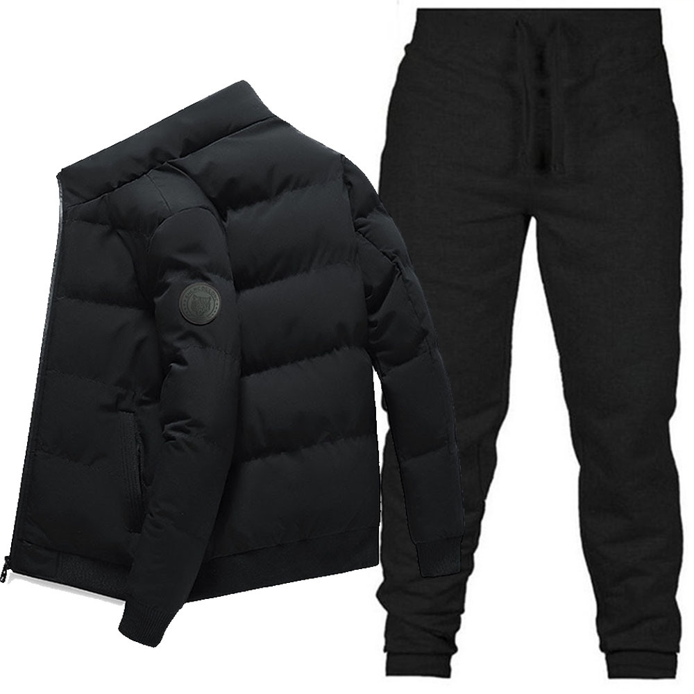 男士棉衣长裤套装冬季加厚保暖立领棉服外套时尚休闲运动跨境套装