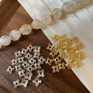 14K Gold-Plated Color-Preserving Flower Caps DIY Crystal Bracelet Accessories Beaded Flower Caps Spacer Beads Handmade Materials