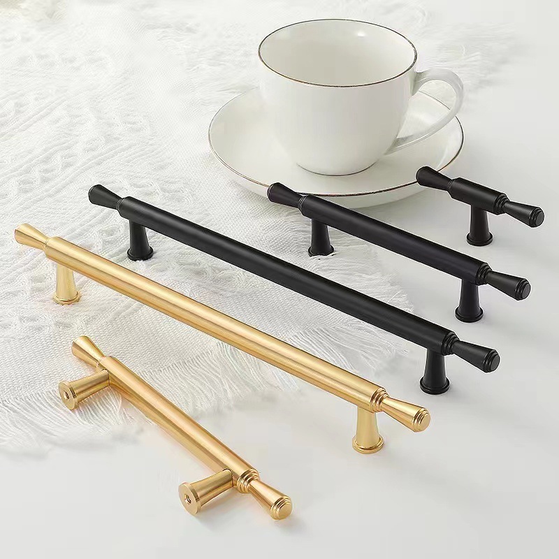 Aluminum alloy combination modern black high-grade gray gold wardrobe door handle light luxury drawer garden single hole handle