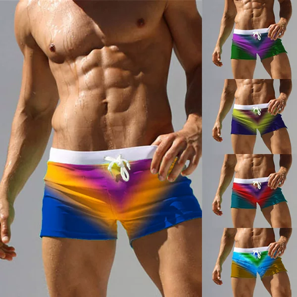 2024 manufacturers wholesale quick-drying sports shorts men's plus size loose gradient beach pants anti-light embarrassing swimming pants