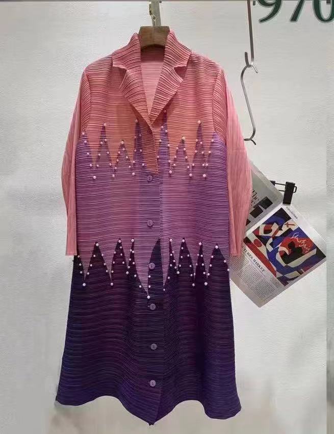 Vêtements pour femmes robe nouvelle robe plissée tempérament féminin contraste de couleur jupe perlée plissée ample_voghion.com