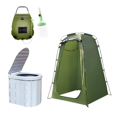 Avtomobil dam çadırları — Cover Camping Camouflage Tent - army-green-tent-army-green-shower-bag-gray-toilet-12-trash-bags-no-ground-fixing-required-single-tent