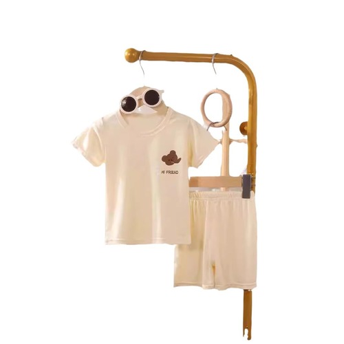 Summer children's modal cotton fashionable short-sleeved shorts set for boys and girls, thin home clothes sleepwear set