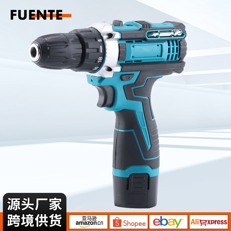 跨境外贸12V家用多功能手电钻冲击钻充电锂电钻起子机螺丝刀套装