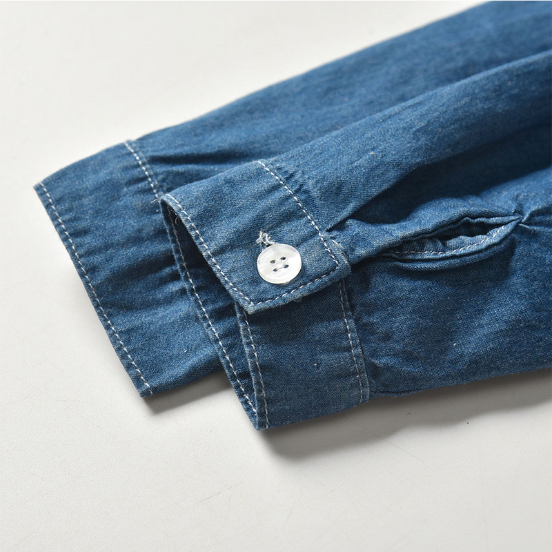Camisa de manga larga de todo fósforo para niños, otoño, chaqueta casual de mezclilla fina de abanico de moda para niños, camisa de solapa coreana para niños kids